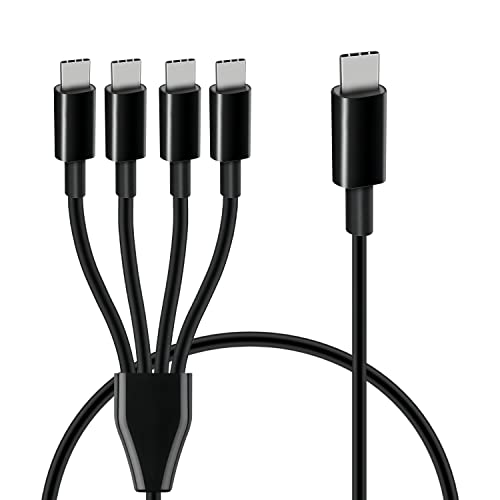 GELRHONR Кратък кабел за зареждане USB C с множество части за свързване кабел за зареждане от USB C до 4 съединители Type-C, кабел за