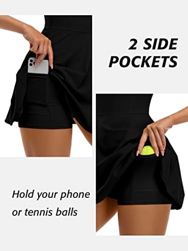 Женствена рокля за тенис и голф ATTRACTO с Къси панталони и вграден бюстгальтером, Спортно Тренировъчно без ръкави рокля с джобове