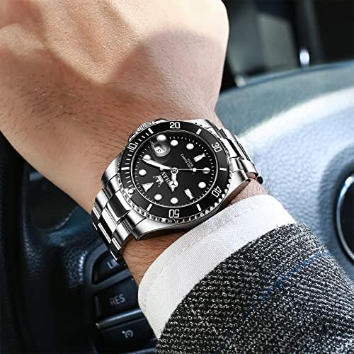Мъжки часовник OLEVS, Мъжки Модел Часовник с голям Циферблат от Неръждаема Стомана с датата, Бизнес Ежедневни Светещи Водоустойчив Ръчен