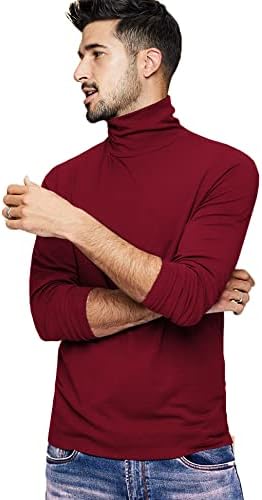 Мъжки t-shirt Amussiar с високо воротом, Приталенная, С Дълъг Ръкав, Основни Ежедневни Пуловери с Термален принтом