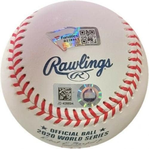 Макс Мънси С Автограф От ръката на MLB Бейзбол Dodgers 2020 World Series MLB - Бейзболни Топки С Автографи