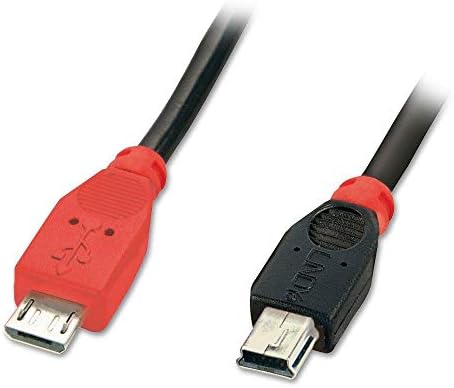 Кабел Lindy USB 2.0 OTG, тип Micro B /Тип B Mini, черен, 3,3 фута (1 м) (номер на модела: 31718)