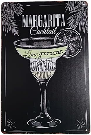 AMERICAN ЗНАМ 8 x 12 Популярните Рецепти за коктейли и напитки в бара на Меню за Бармани в Метална Тенекиен Знак Стенен Декор Табела Плакат (Маргарита)