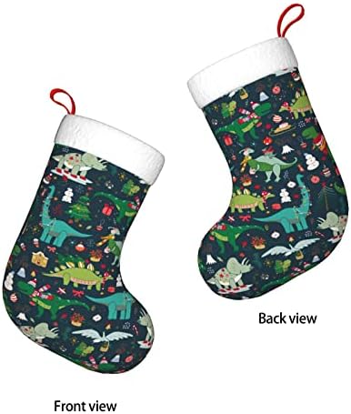 Коледни Чорапи с Динозавром KUWAZI Весела Коледа, 17,7-Цолови Големи Коледни Чанти за Детски подарък Чорапи, Коледни Окачени Чорапи за