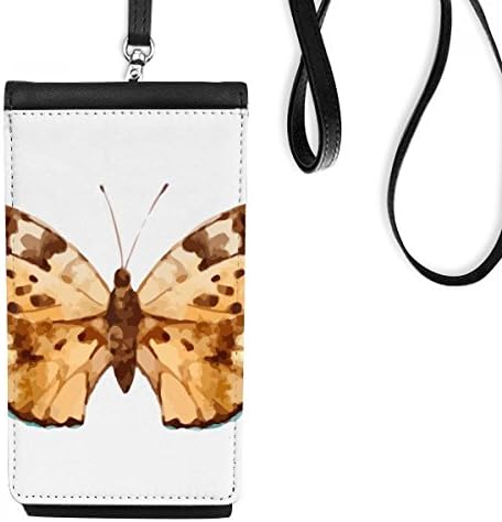 Пеперуда с Кафяви Крила Телефон в Чантата си Портфейл Окачен Мобилен Калъф Черен Джоба