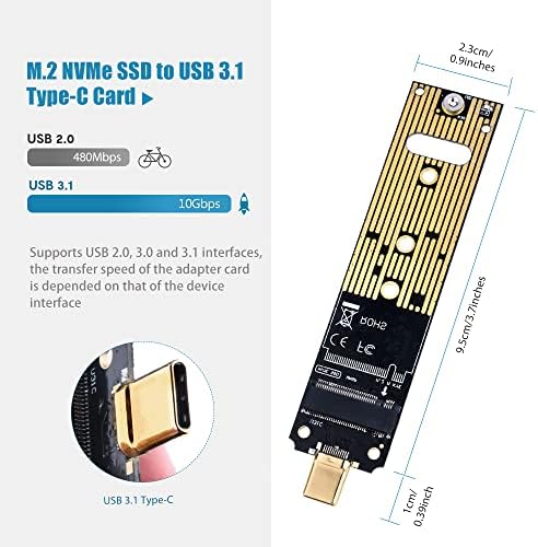 Адаптер NVMe-Type-C, M. 2 SSD-диск на картата Type-C, Четец на твърдия диск M Key на базата на M. 2 PCIe като преносим твърдотелно устройство