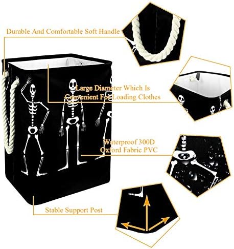 Inhomer Векторна илюстрация на Скелети 300D Оксфорд PVC, Водоустойчив Кошница за дрехи, Голяма Кошница за дрехи за Одеяла Дрехи Играчки