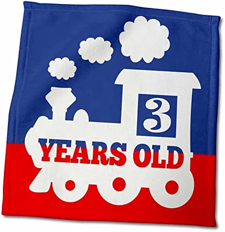 3dRose Train 3-годишния рожден ден, Червено-бели и сини кърпи (twl-283597-3)