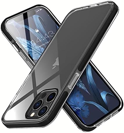 Прозрачен калъф Daonziku, предназначен за iPhone 13 Pro Max, не е жълт, Прозрачен калъф за телефон iPhone 13 Pro Max-6,7 инча, мек силикон устойчив на удари защитен калъф (черен)