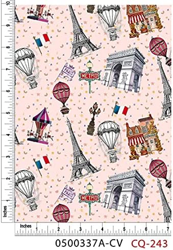Дизайнерски стеганая плат Flying Over Париж от памук, от The Yard (праскова, червен, син, черен, бял)