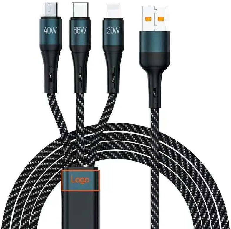 Кабел за зареждане Alpha Material Company, кабели за бързо зареждане 3 в 1, Type C и Micro USB, Съвместим с повечето смартфони и таблети,