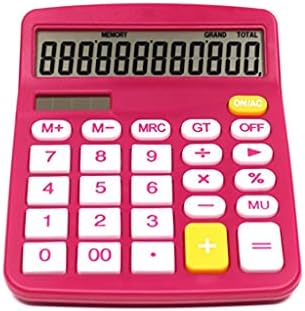 QUUL 12 Цифров Настолен Калкулатор с Големи Бутони Финансов Бизнес Счетоводен Инструмент Розово-Червен Цвят, за Офис, Училище