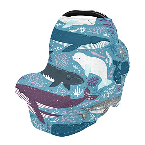 Седалките за детски столчета за автомобил с китове и Морски животни на Океана - Калъф за кошницата за пазаруване, Мултифункционален Навес