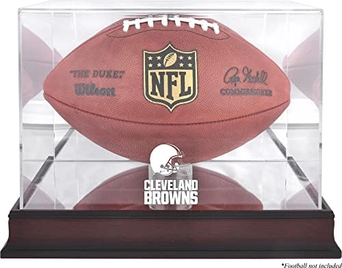 Витрина с логото на Футболния Cleveland Browns от махагон с Огледален заден панел - Витрини с логото на Футболния