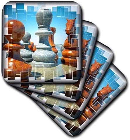 Меки подложки за шахматна битка 3dRose CST_34038_1 (комплект от 4 броя)