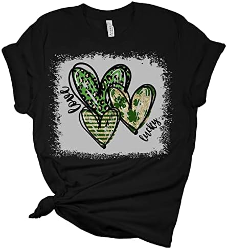 Риза Лъки Love Сърца за Деня на Св. Патрик, Бела, Ирландски Ризи с Графичен Принтом за Жени