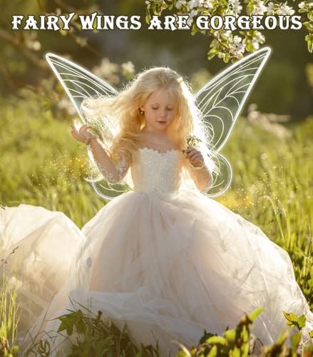 SOLIEHOO Girls Wings Приказни Крила, Блестящи Прозрачни Крила за Жени, Възрастни, Крилата на Пеперуда, за Деца, Рожден Ден, Хелоуин,