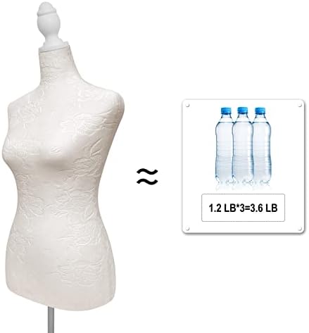 Форма рокли с гърди женски Манекен с Регулируема Опора за монтаж (Бяло с цвете)