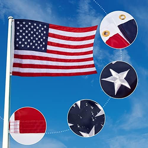 QLASH Американски флаг за улицата 3x5 фута, Бродирани Звезди, Направено в САЩ, по-Големи знамена на САЩ за улицата, Сверхпрочный Здрав