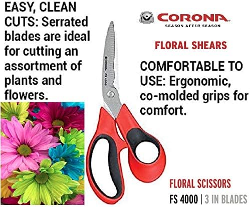 Ножица за цветя Corona от неръждаема стомана, острие 3 инча, FS 4000, червен