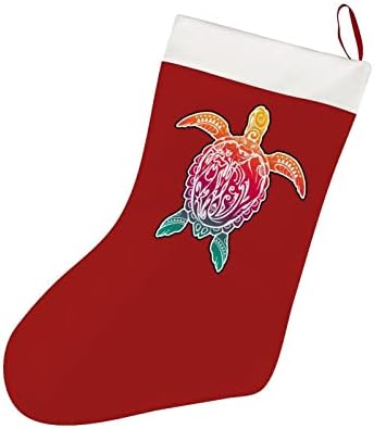 Хавайски Костенурка Хону Коледни Чорапи Къси Плюшени Коледни Чорапи Подвесное Украса за Коледната Елха Украса на Камината 26x42 см