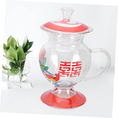 HANABASS Стъклена Чаша-Плевательница Прозрачни Стъклени Чаши за Кафе Стъклена Чаша с Капак Стъклени Чаши за Пиене Коледна Банка За Бонбони Една Чаша Китайска Сватбена