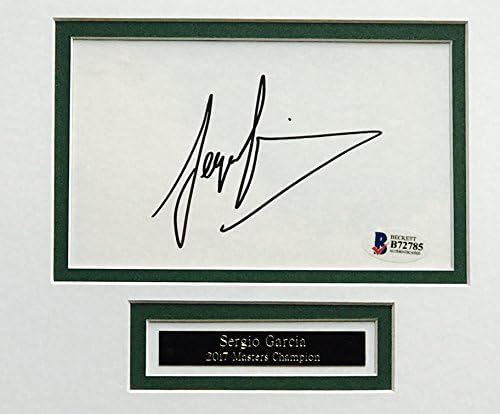 Серхио Гарсия подписа колаж с флага Masters golf 2017 в рамката на Бекет Coa Испания