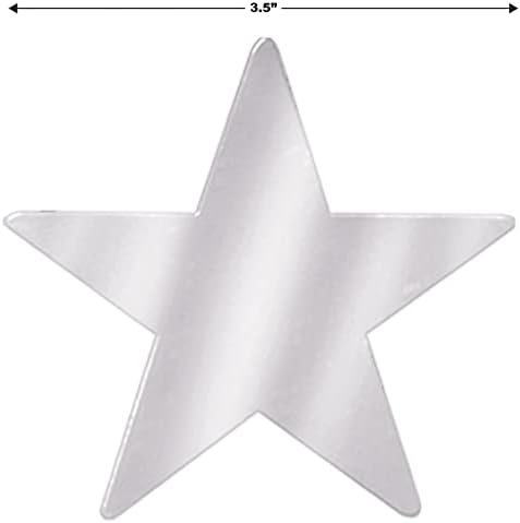 Beistle 57027-S Сребристите Метални Зъби в формата на звездички, 3-1 / 2 инча, по 12 броя в опаковка