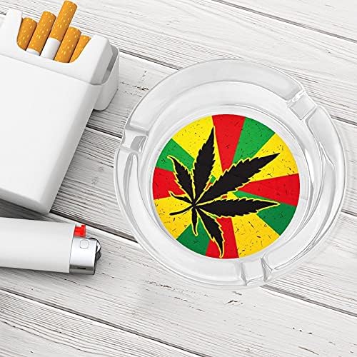 Листа на канабис Растафарианском Знамето на Цигарите За Пушачите Стъклени Пепелници Пепелник За Домашния Офис Плот Украса на Масата