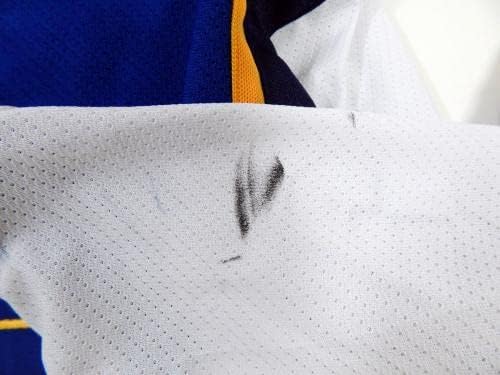 2001-02 Сейнт Луис Блус Джеф Финли 37 Използвана в играта Бяла риза DP12287 - Използваните в играта тениски НХЛ