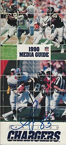 Антъни Милър Подписа 1990 Chargers Football Media Guide Autograph Pro Bowl WR - Футболни топки с автографи