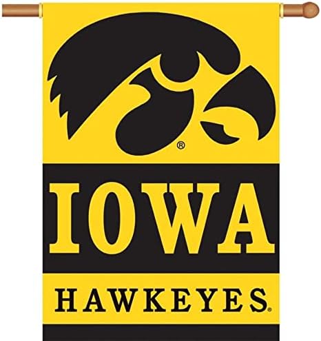 BSI PRODUCTS, INC. - 2-Страничен банер Iowa Hawkeyes 28 x 40 с ръкав за овчарски скок - Гордостта на футбол, баскетбол и бейзбол с потребителски