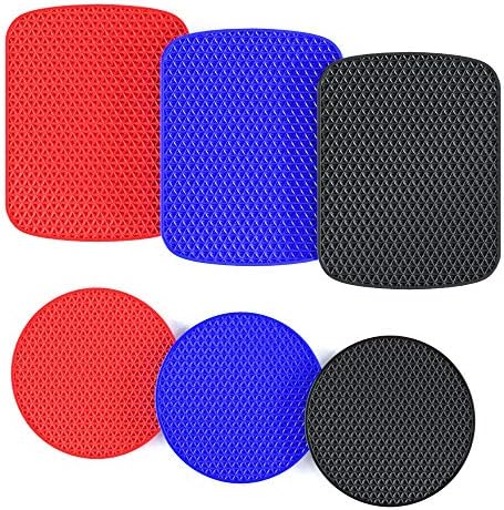 Метална плоча HOSNNER, увита силикон, за магнитни автомобилни притежателите на телефони - 6 опаковки, 3 правоъгълни и 3 кръгли (черен