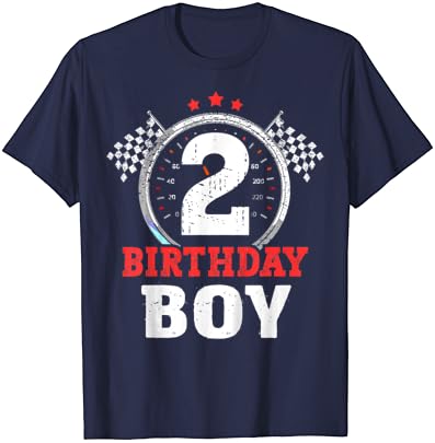 Детски Момче На рождения Ден на 2 Два Състезателни Автомобила 2-ри Рожден Ден на Тениска с Расата си кола