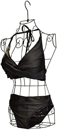 Форма рокли Kujielan - Подвесная жените стойка за манекени, черно выдалбленный кука за манекен, въртящи се на 360 °, лесен за употреба,