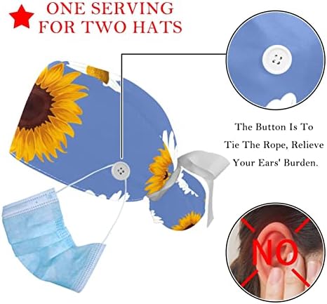 2 Опаковане на Работни шапки за еднократна употреба с Пуговицей, с Хубаво Шарките на Пчелите, С Начесом, Търкане-Шапки За Жени с Дълга