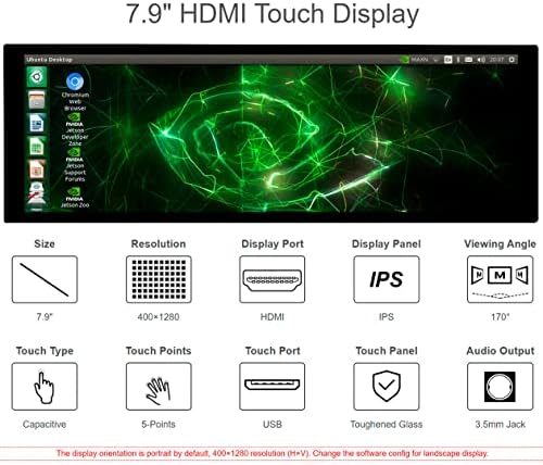 waveshare 7,9-инчов HDMI LCD дисплей от 7,9 400x1280 Капацитивен Сензорен Екран IPS LCD Дисплей на Монитора, Капак От закалено Стъкло