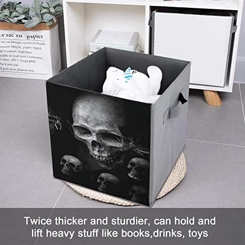 Страшно Тъмен Череп Сгъваеми Кутии За Съхранение На Кубчета Организатор На Модни Тъканни Кутии За Съхранение На Вмъкване Кубични Кутии 11 Инча