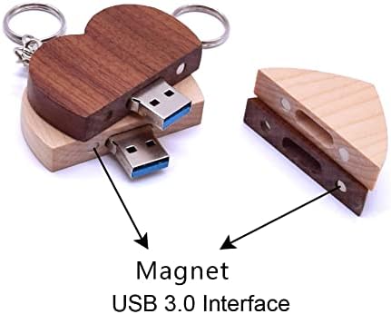 64GB Обичай Ключодържател с Дървена Сърце, Персонално Гравиран на дом на кленов Дърво USB 3.0, usb Флаш Устройство с Мраморни Подарък
