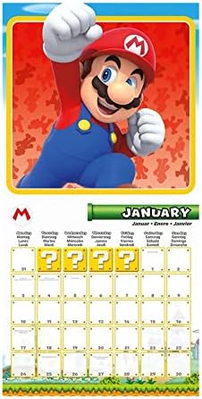 Календар на Супер Марио на 2022 година - Планер на месец за гледане на 30 см x 30 см - Официален продукт
