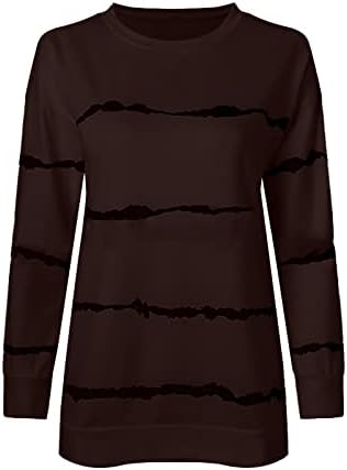 Есенни дамски ежедневни блузи с кръгло деколте и дълъг ръкав, по-големи размери, свободните пуловери с шарени принтом, ризи