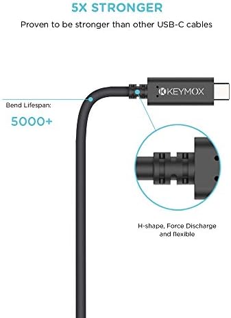Кабел Type C, Кабела на зарядното устройство Keymox USB-C-USB-C 3.1 Gen 1 с храненето 100 Вата за Galaxy S8 +, S9, S10, iPad Pro 2018,
