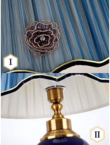 Настолна лампа SDFDSSR Тъмно Синьо Глазурованная Керамична Настолна лампа за Дневна Съвременната американска сънливи Нощна лампа за Спални