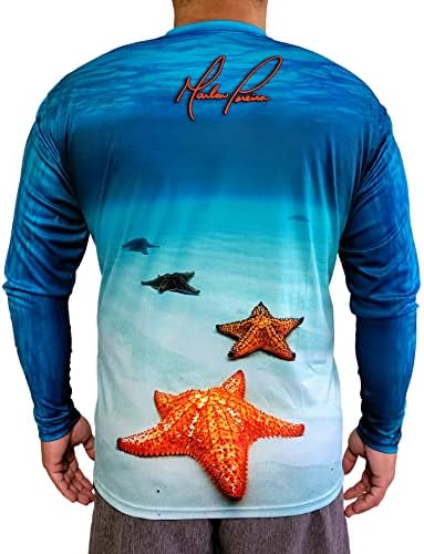 Синя Риза за Подводен Риболов с Дълъг Ръкав UV Sun Protection UPF 40 + Облекла за Мъже и Жени