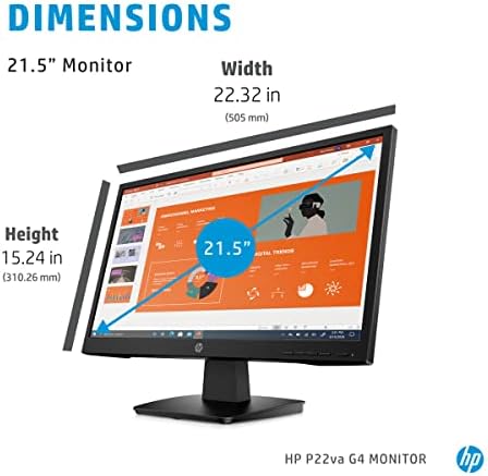 Компютърен монитор HP P22va G4 с диагонал на екрана 21,5 инча 1080P, VA-дисплей с антирефлексно покритие Full HD, контраст 3000: 1, съвместимост