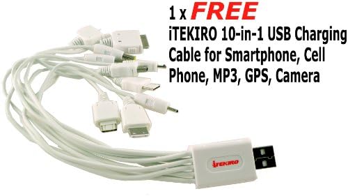 iTEKIRO AC Стенно Зарядно за Кола dc Комплект за Panasonic NV-GS150EG-S + iTEKIRO 10-в-1 USB Кабел За зареждане