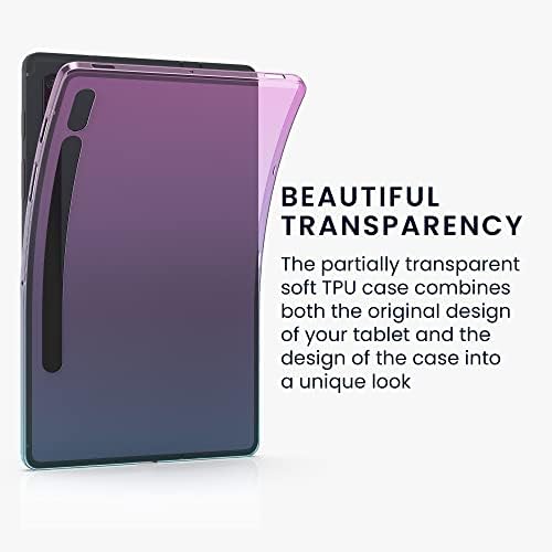 силиконов калъф kwmobile TPU е Съвместим с Samsung Samsung Galaxy Tab S8 - Мек Гъвкав Защитен калъф - два цвята-Тъмно-розов/Син / Прозрачен