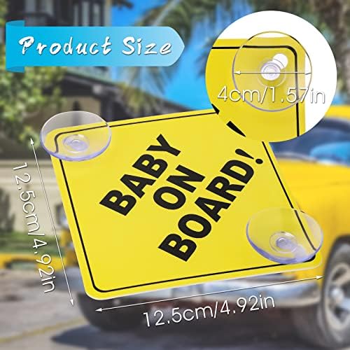 знаци cobee Baby on Board с Двойни Нещастници, 2 елемента 5 x5 за Многократна употреба Предупредителни Знаци за колата за Сигурност Бебе