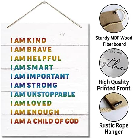 Аз съм Добър, Аз съм Дете на Бога, Декоративна Табела с Вдъхновяващ цитат, монтиран на стената Арт Декор за деца, Подвесная Стенни Табели