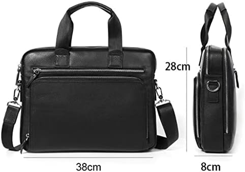 Мъжка кожена чанта-куфарче с голям капацитет LYSLDH с горния слой от телешка кожа, преносима чанта-месинджър през рамо, мъжка чанта (Цвят: